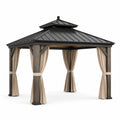 Quadratisches Pavillon aus Aluminium und Holz 3x3m Schwarz/Beige