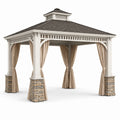 Gartenpavillon aus Holz, Aluminium und Polyester mit Asphaltziegeln 3x3m Beige/Braun