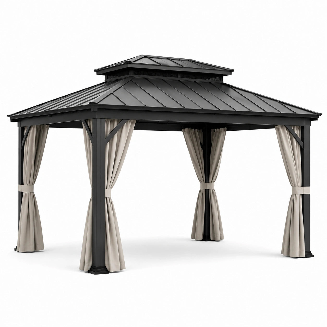 Aluminium Pavillon 3x4m Schwarz Beige