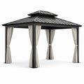 Pavillon aus Aluminium mit Aluminiumdach und Polyester-Vorhängen, 3x4m, Anthrazit/Creme