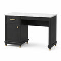 Schreibtisch mit Marmor-Optik Platte, Holz, 120x60x75 cm, Schwarz/Weiß