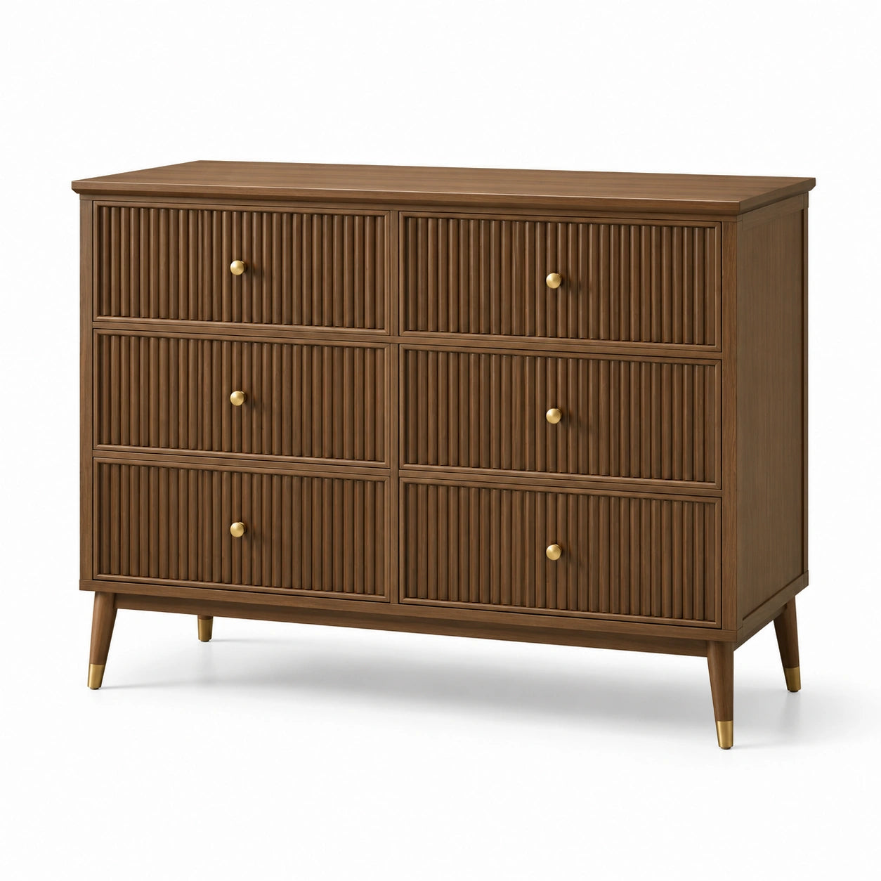 Kommode Holz 6 Schubladen Walnuss 120x40x80 cm