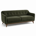 Sofa aus Velours mit Massivholzrahmen in Dunkelgrün, 200cm