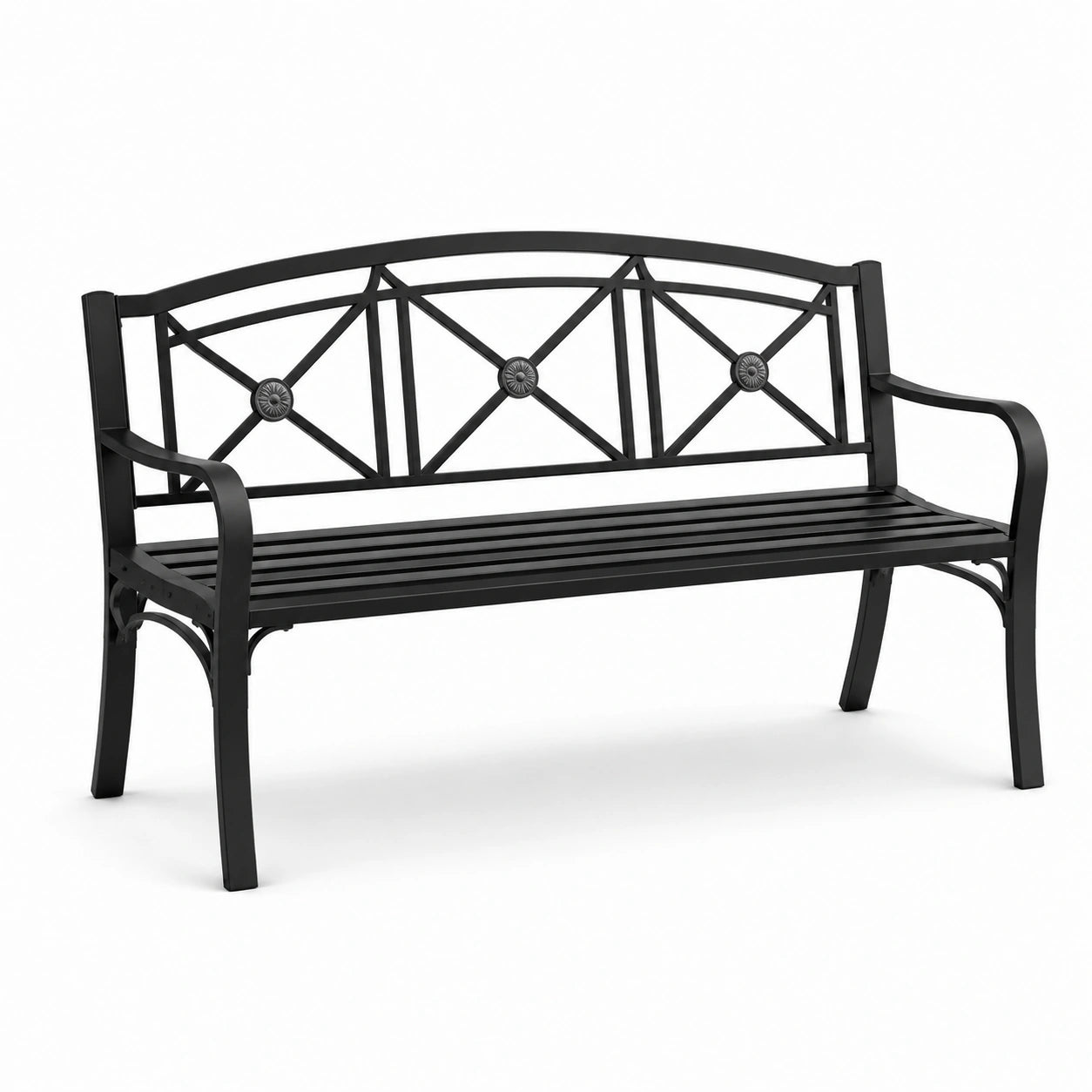 Metall Gartenbank Schwarz 128cm