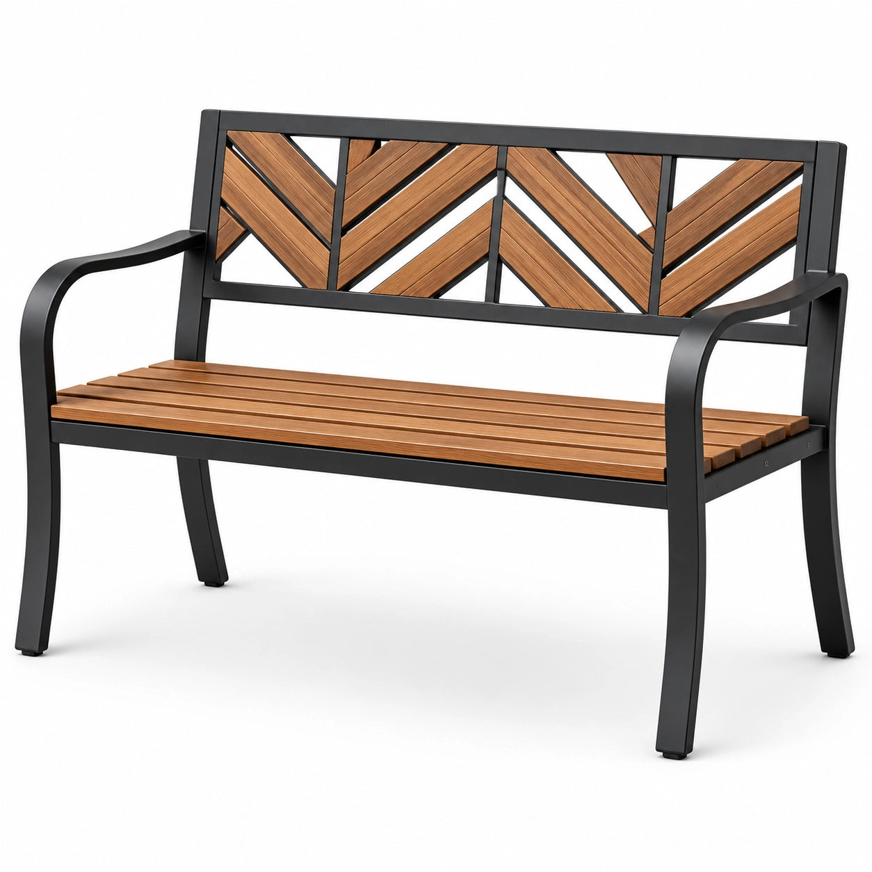 Gartenbank Stahlrahmen Akazienholz 120x58x85 cm