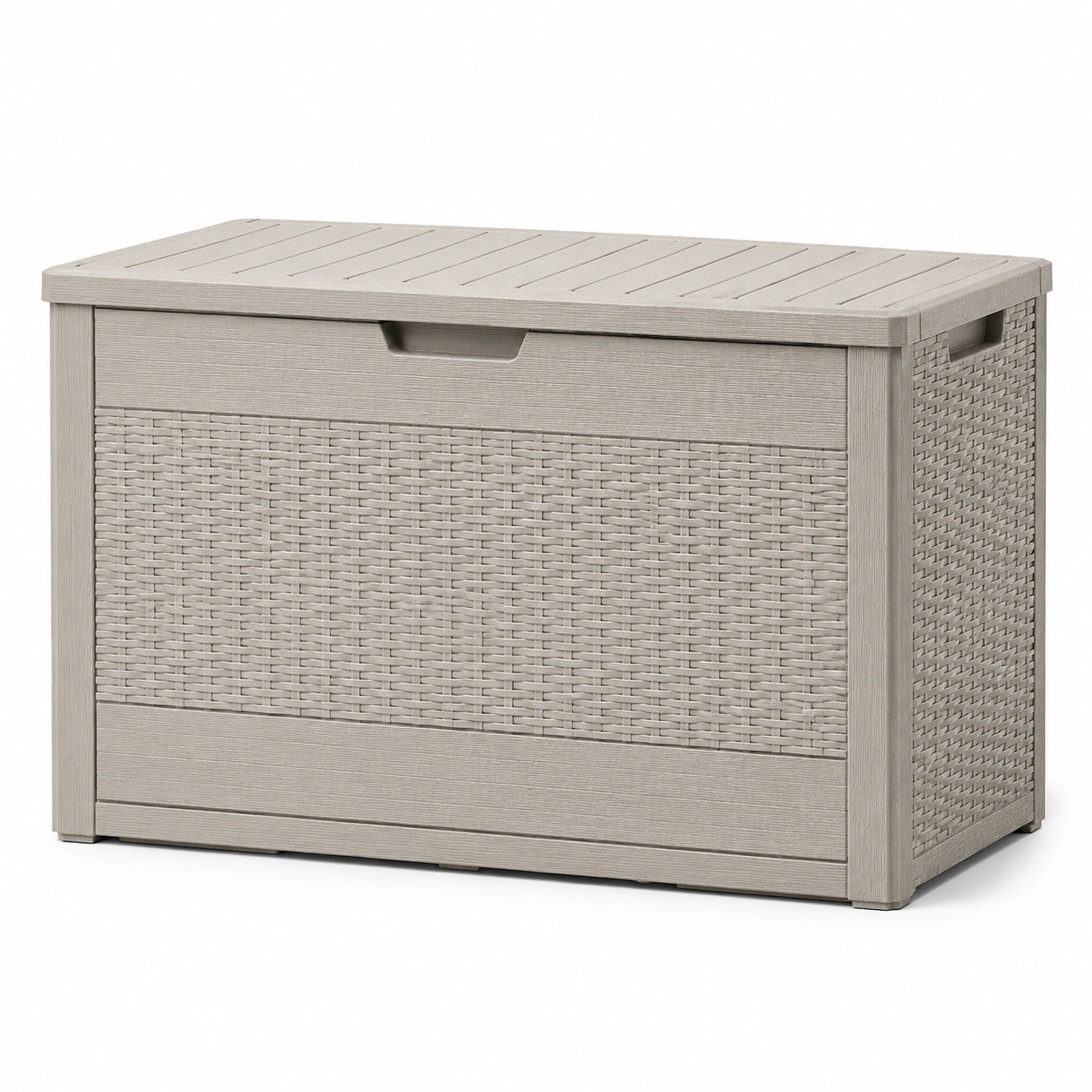 Aufbewahrungsbox aus Kunststoff in Rattan-Optik, 117x45x57cm, Hellgrau