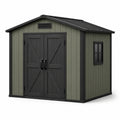 Kunststoff Gartenhaus 245x245x250 cm Olivgrün/Schwarz mit Doppeltür und Fenster