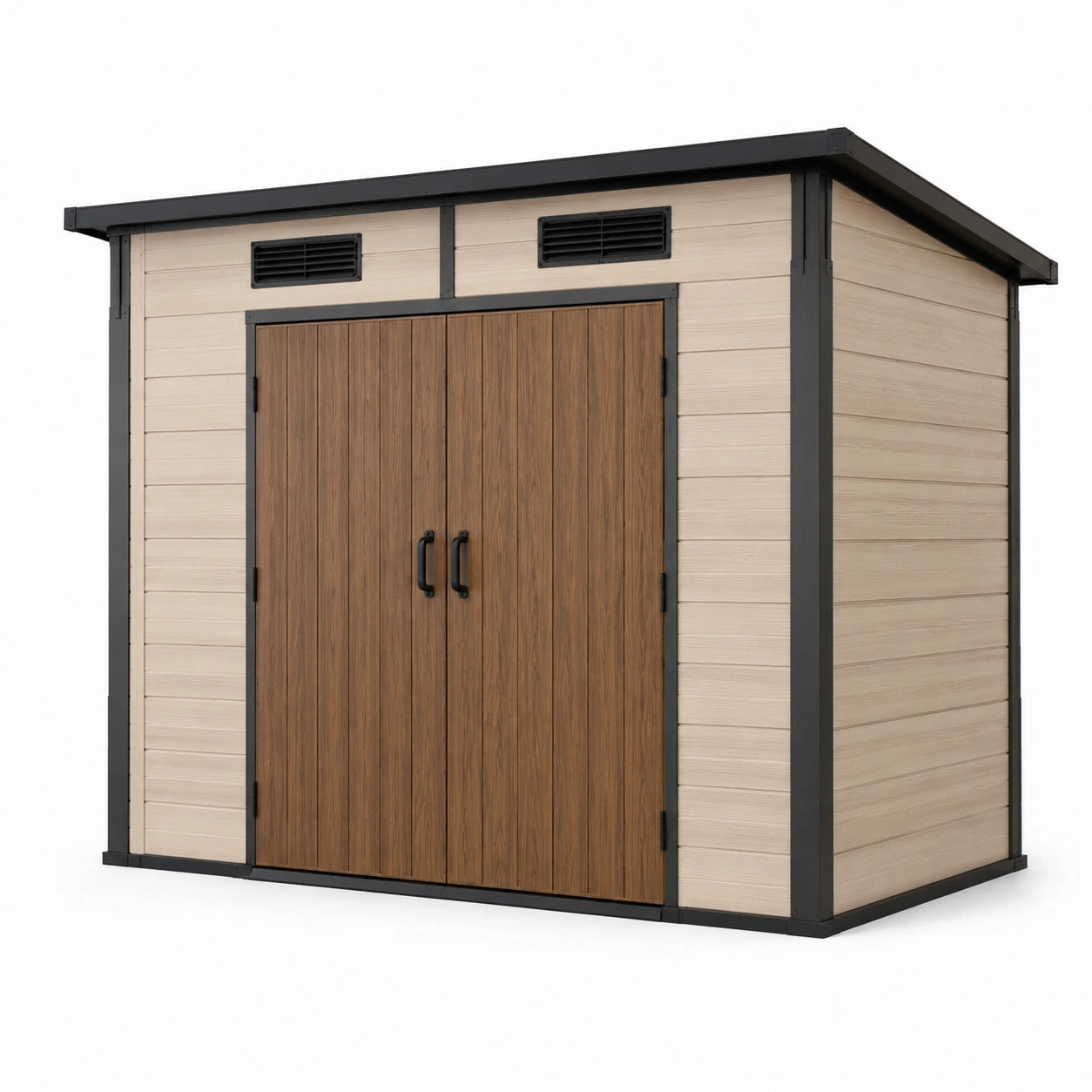 Gartenhaus aus Stahlrahmen und Polypropylen Paneel Braun/Beige