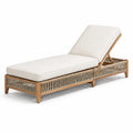 Verstellbare Gartenliege aus Teakholz mit Aluminium und Rattan, Beige