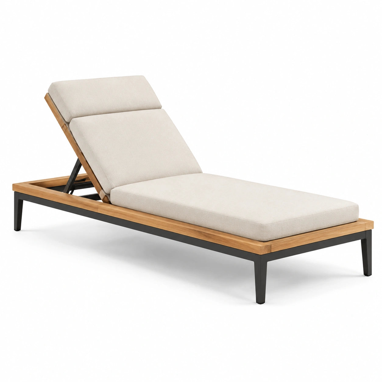 Gartenliege aus Teakholz mit Polyesterpolsterung Beige