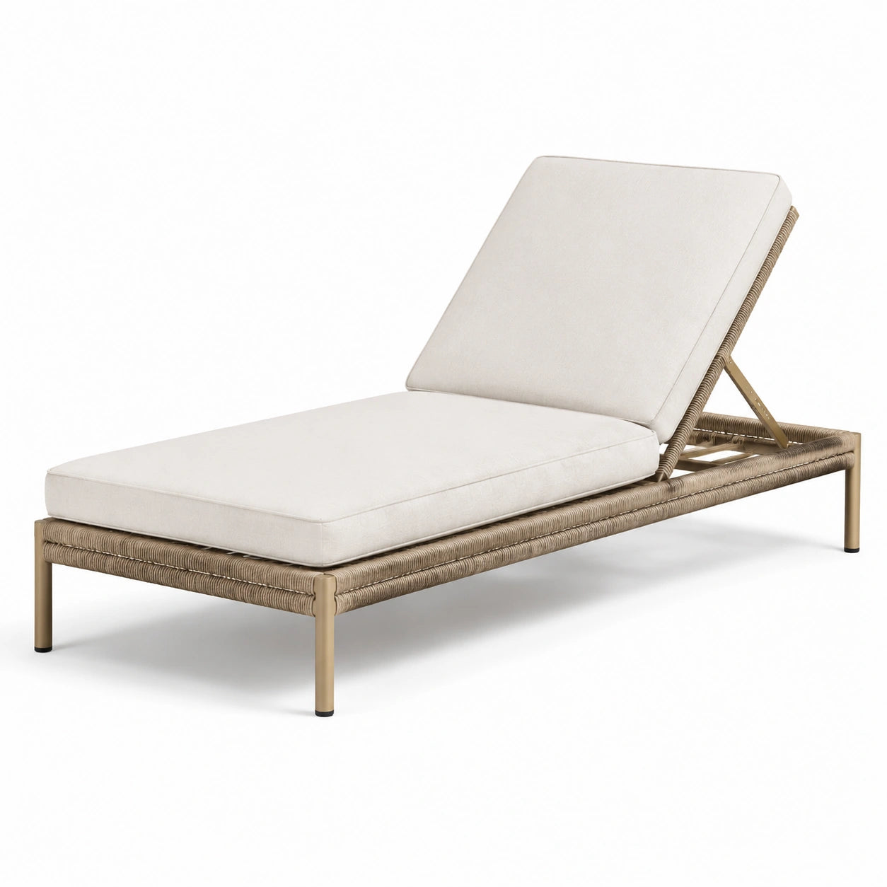 Gartenliege Aluminium mit Polyesterkissen Beige 200x70x35 cm