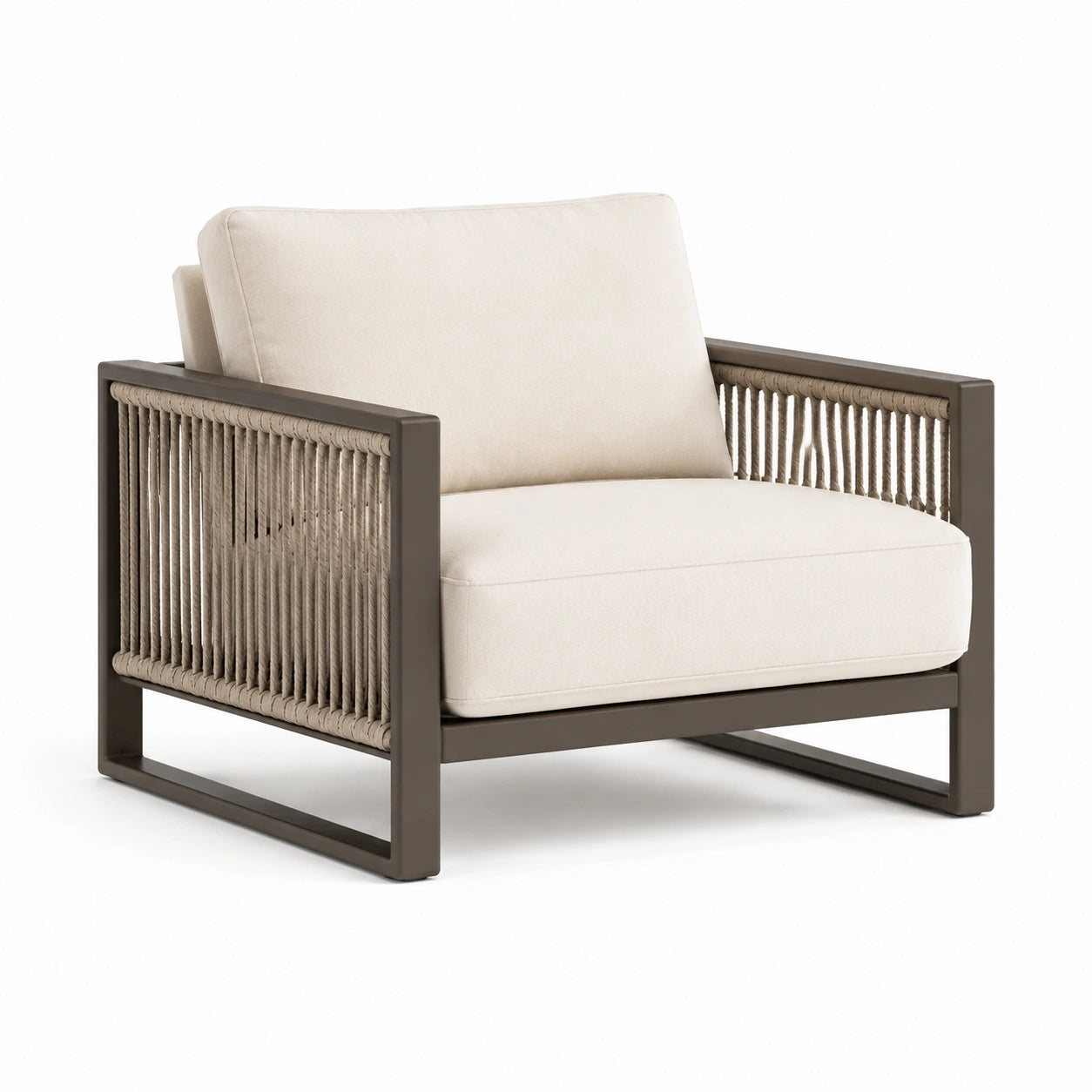 Garten-Loungesessel Aluminiumgeflecht Creme