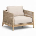 Garten-Loungesessel mit Eichenrahmen und Polyester Beige