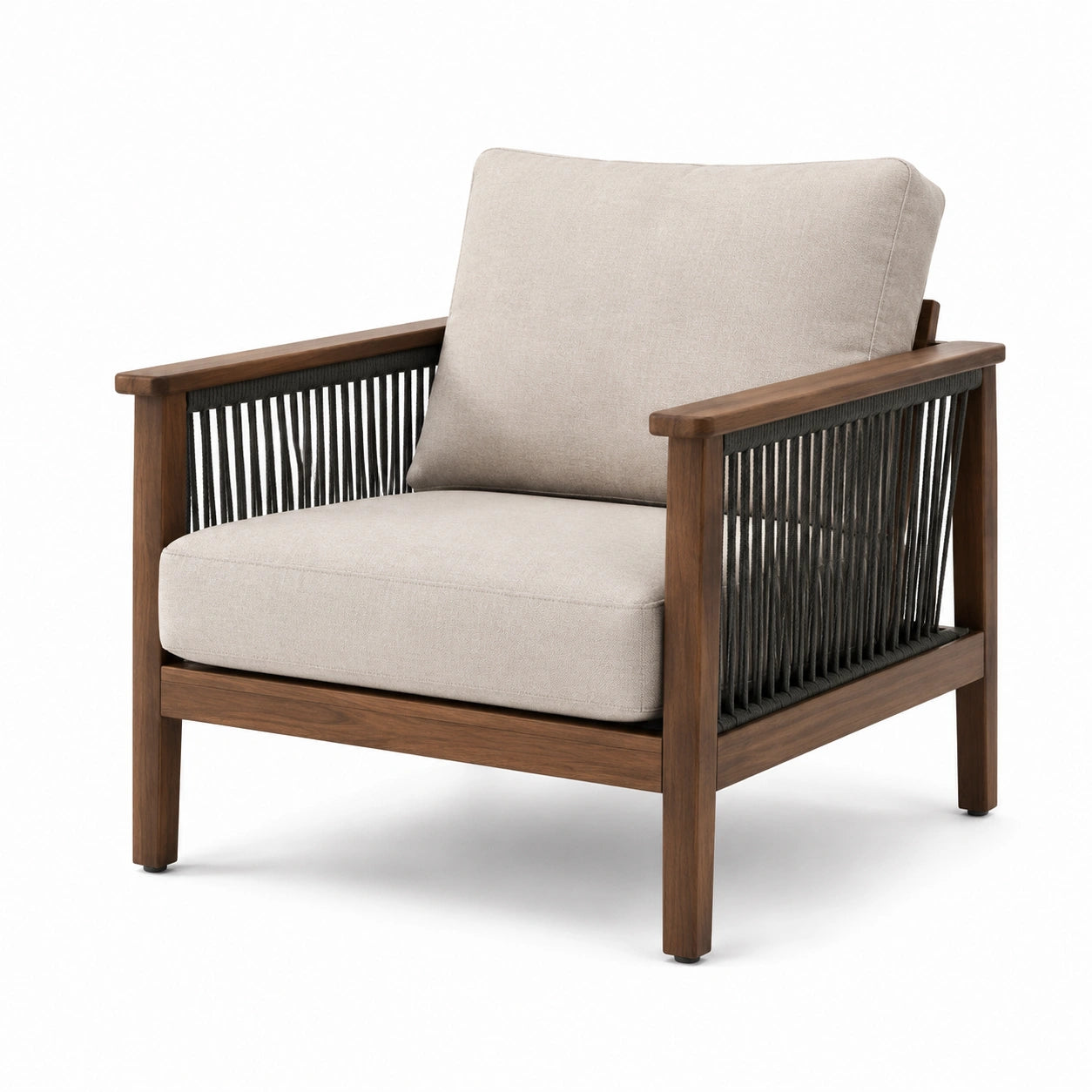 Garten-Loungesessel Akazienholz und Polypropylen Braun/Beige