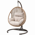 Rattan Hängesessel mit Stahlgestell in Braun und Beige