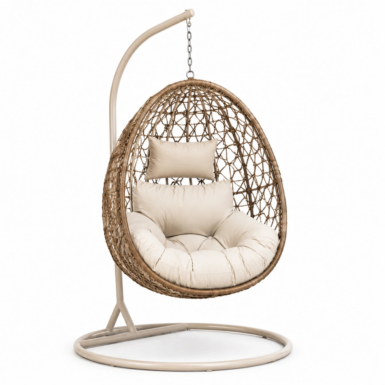 Hängesessel aus PE-Rattan mit Kissen Beige